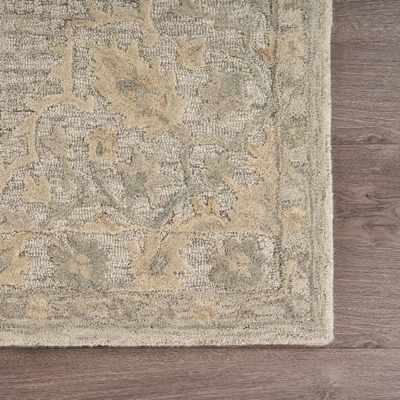 8’ x 10’ Beige Distressed Floral Area Rug Beige. Picture 6