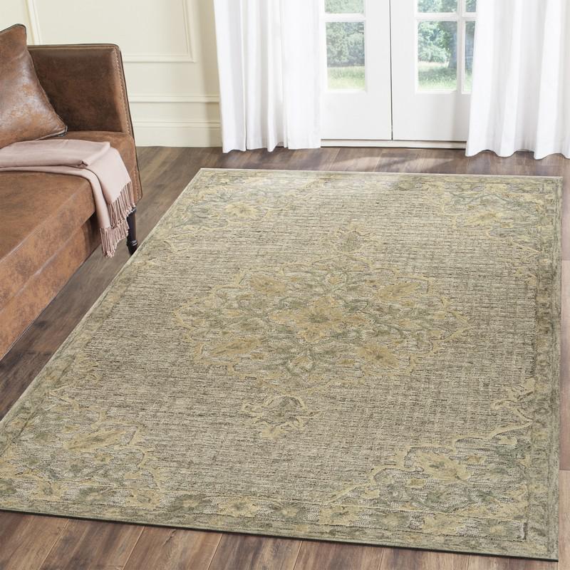 8’ x 10’ Beige Distressed Floral Area Rug Beige. Picture 7
