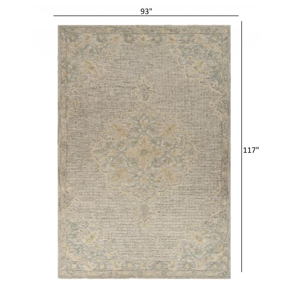 8’ x 10’ Beige Distressed Floral Area Rug Beige. Picture 8