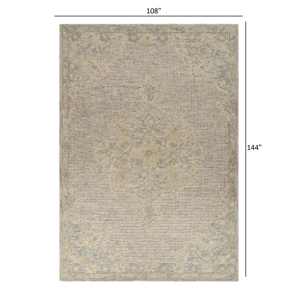 9’ x 12’ Beige Distressed Floral Area Rug Beige. Picture 8