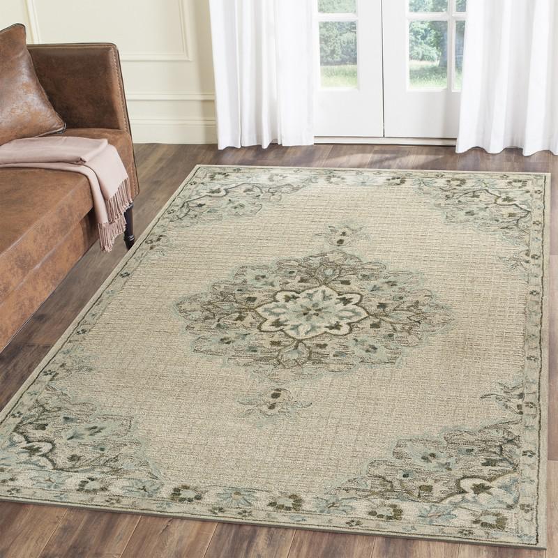 8’ x 10’ Ivory Distressed Floral Area Rug Ivory. Picture 7