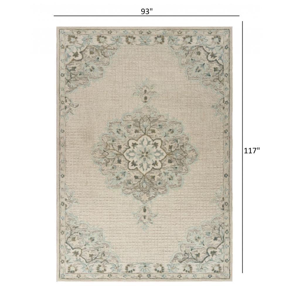 8’ x 10’ Ivory Distressed Floral Area Rug Ivory. Picture 8