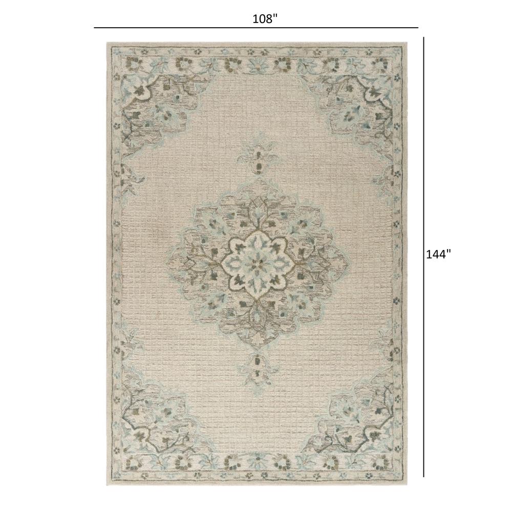 9’ x 12’ Ivory Distressed Floral Area Rug Ivory. Picture 8