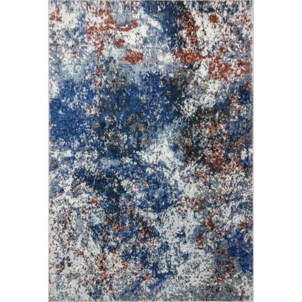 5’ x 8’ Blue and White Abstract Ocean Area Rug Blue/White/Multi. Picture 1