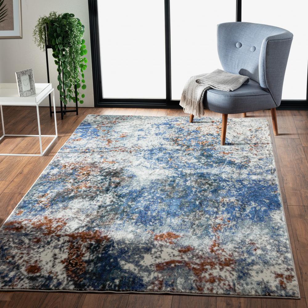 5’ x 8’ Blue and White Abstract Ocean Area Rug Blue/White/Multi. Picture 7