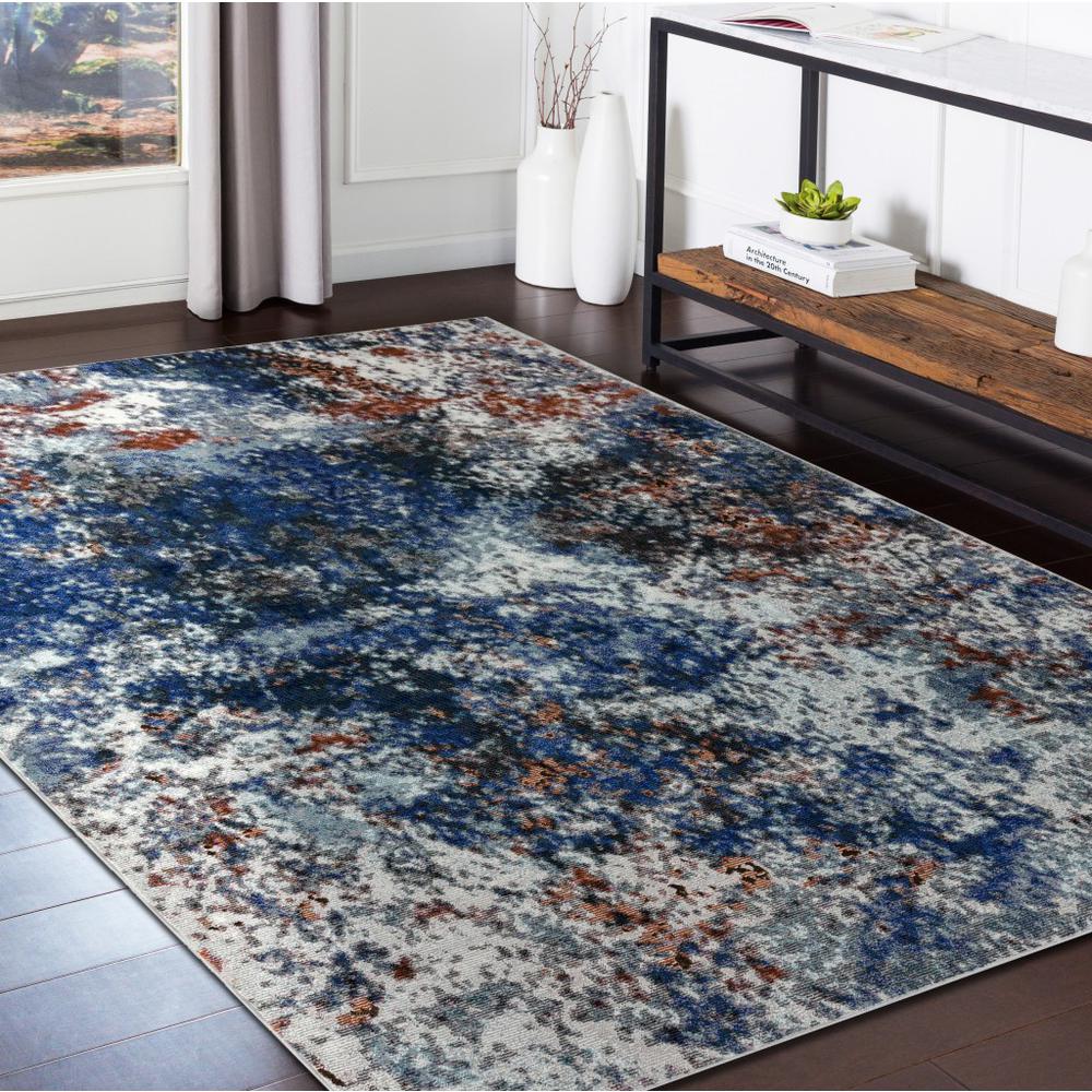 5’ x 8’ Blue and White Abstract Ocean Area Rug Blue/White/Multi. Picture 8
