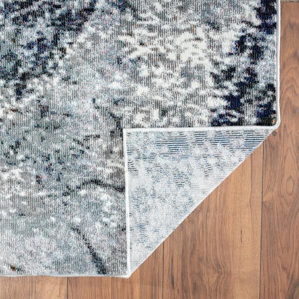 5’ x 8’ Navy and Gray Abstract Ice Area Rug Gray/Navy/White/Multi. Picture 6