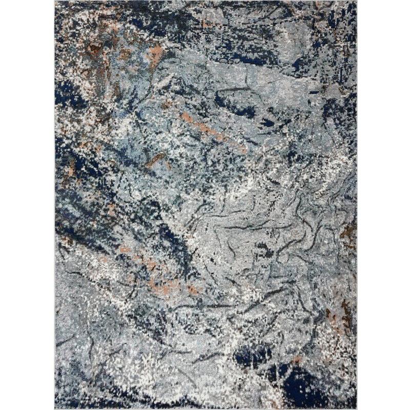8’ x 10’ Navy and Gray Abstract Ice Area Rug Gray/Navy/White/Multi. Picture 1
