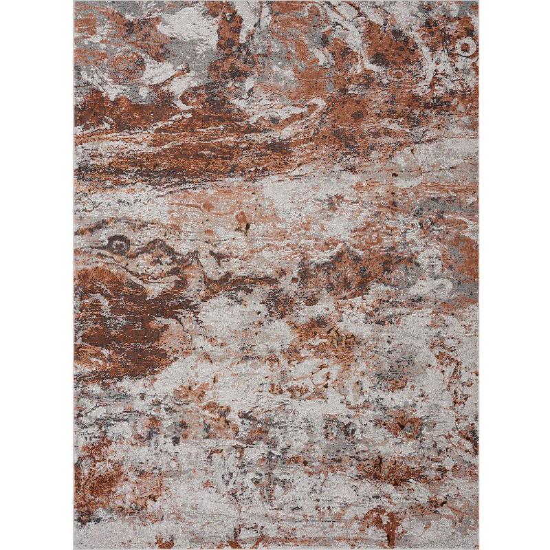 5’ x 8’ Brown and White Abstract Earth Area Rug Orange/Brown/White. Picture 1