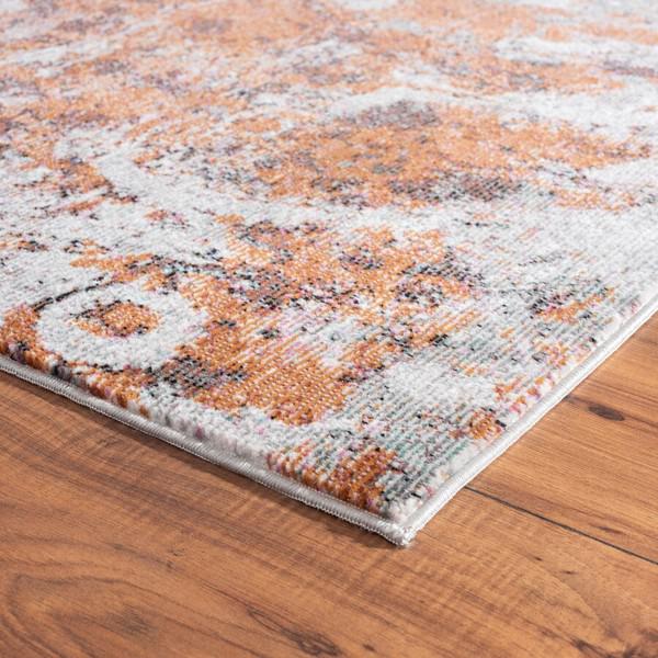 5’ x 8’ Brown and White Abstract Earth Area Rug Orange/Brown/White. Picture 3
