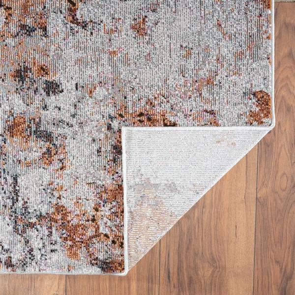 5’ x 8’ Brown and White Abstract Earth Area Rug Orange/Brown/White. Picture 4