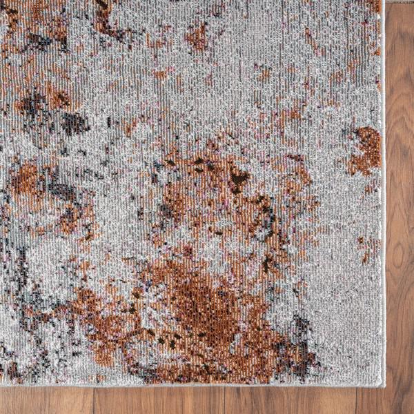 5’ x 8’ Brown and White Abstract Earth Area Rug Orange/Brown/White. Picture 6