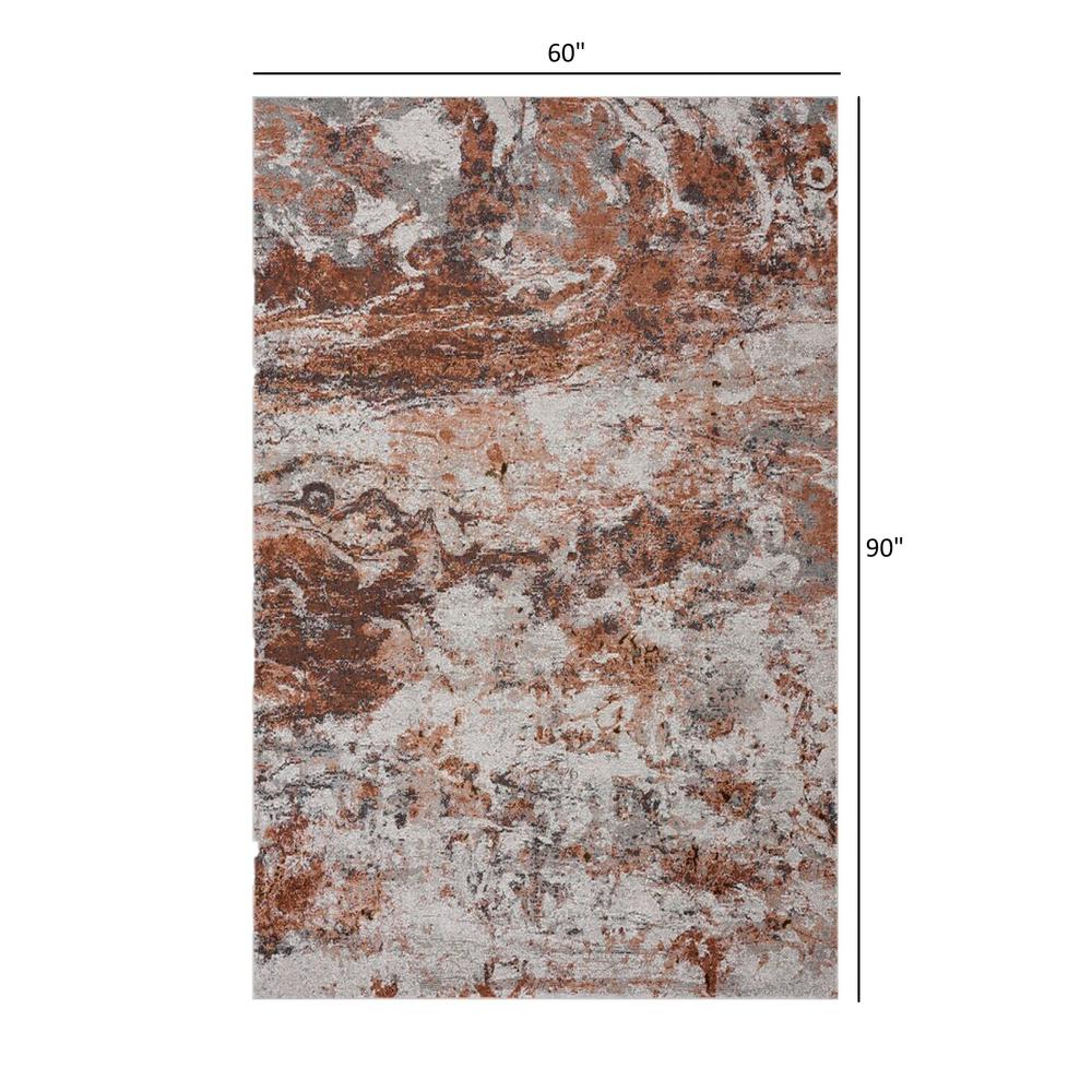 5’ x 8’ Brown and White Abstract Earth Area Rug Orange/Brown/White. Picture 9