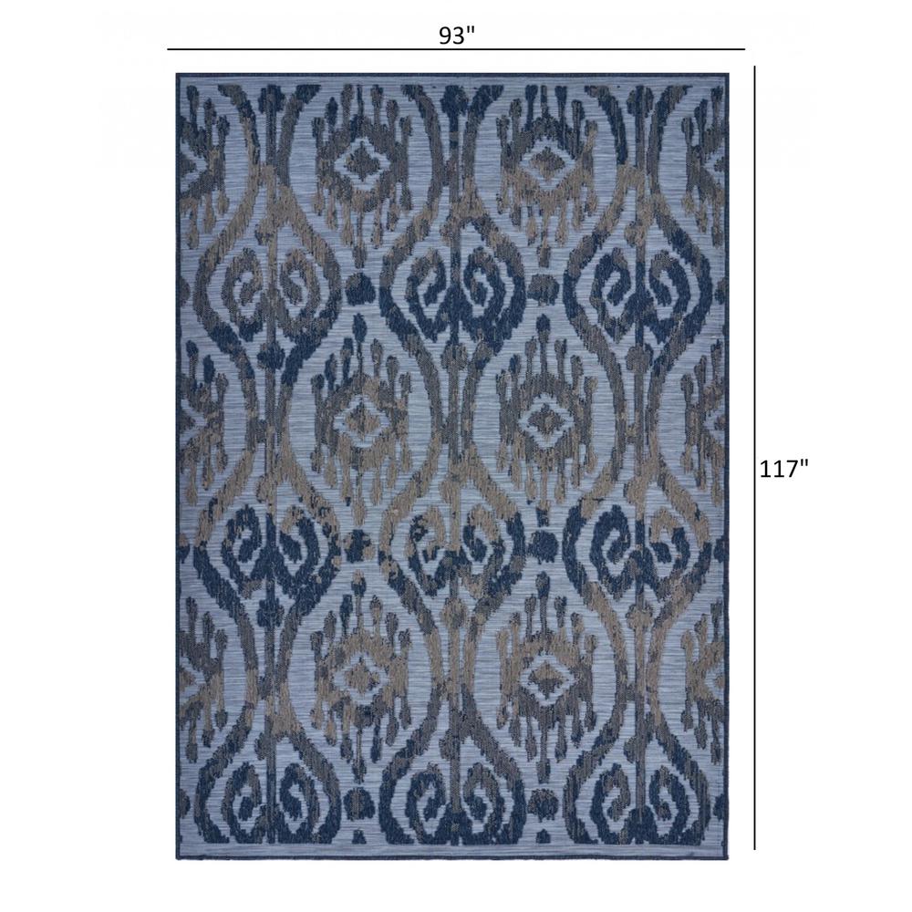8’ x 10’ Blue Ogee Pattern Indoor Outdoor Area Rug Multi. Picture 7