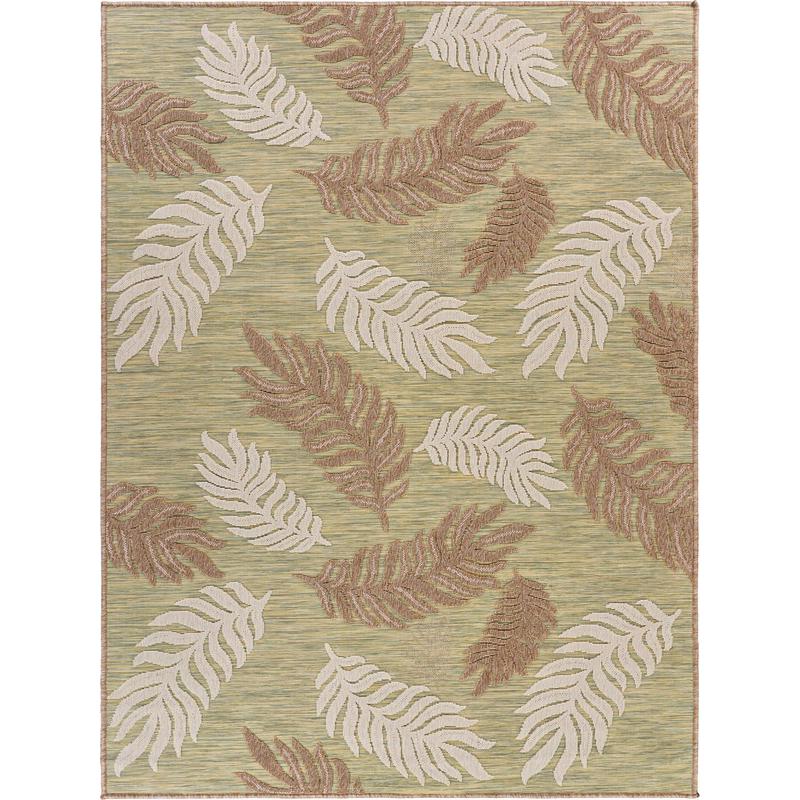 5' X 7' Green And Ivory Indoor Outdoor Area Rug. Picture 5