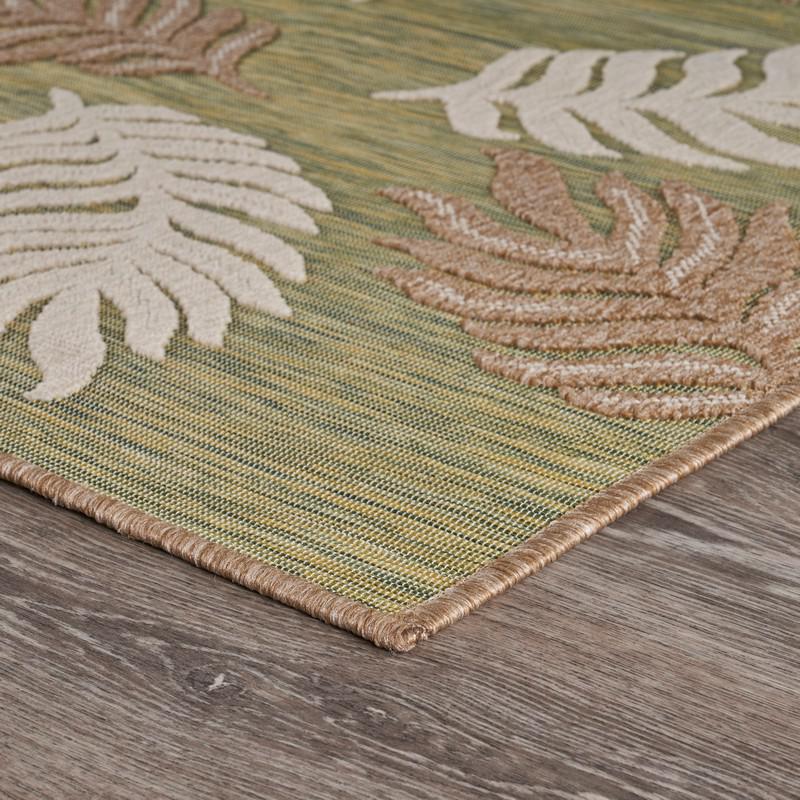 5' X 7' Green And Ivory Indoor Outdoor Area Rug. Picture 3