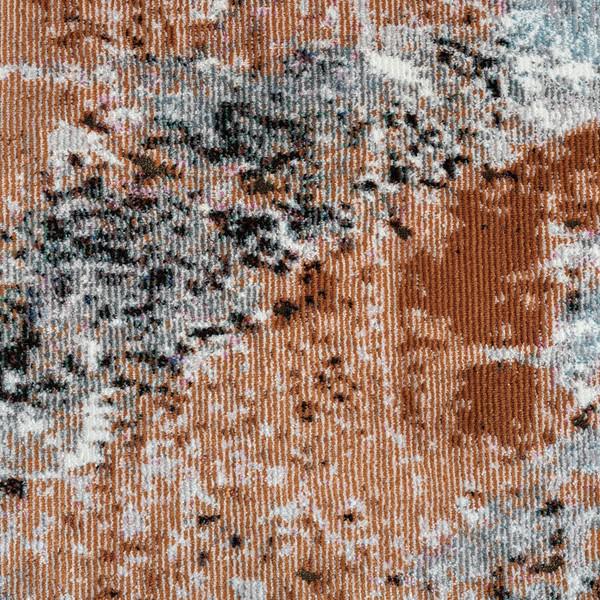 8’ x 10’ Rustic Brown Abstract Area Rug Light Gray/Light Blue/Orange/Black. Picture 2