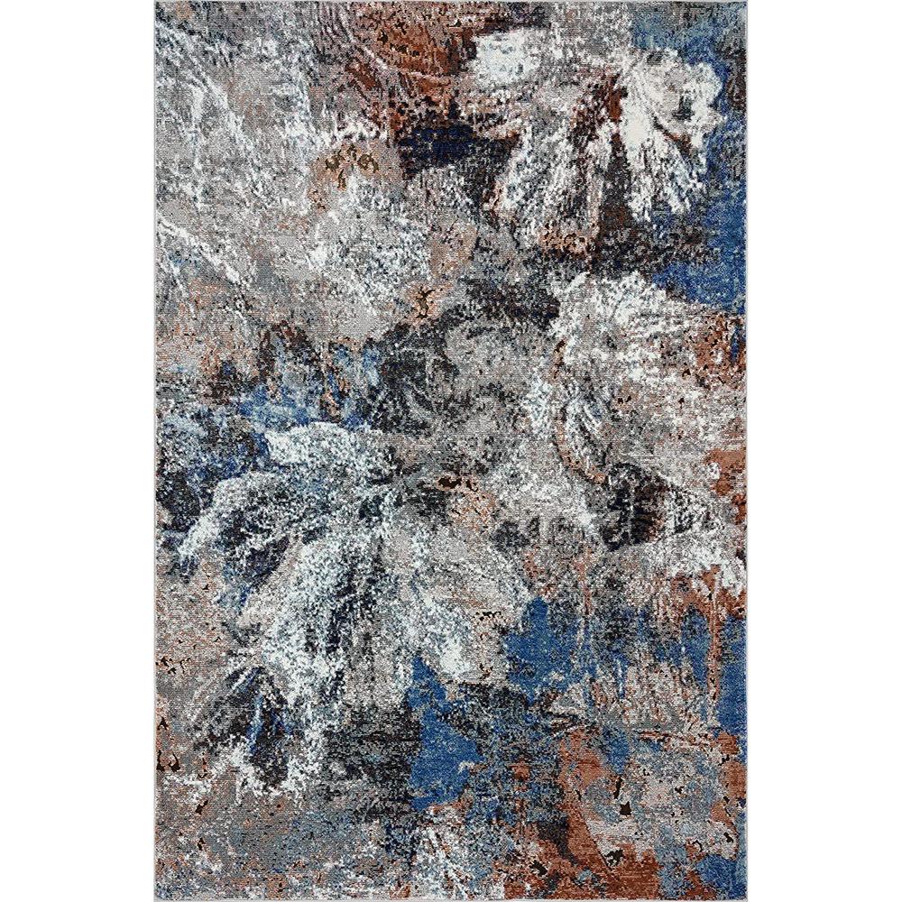 5’ x 8’ Gray Abstract Foliage Area Rug Orange/Gray/Blue/ White. Picture 1