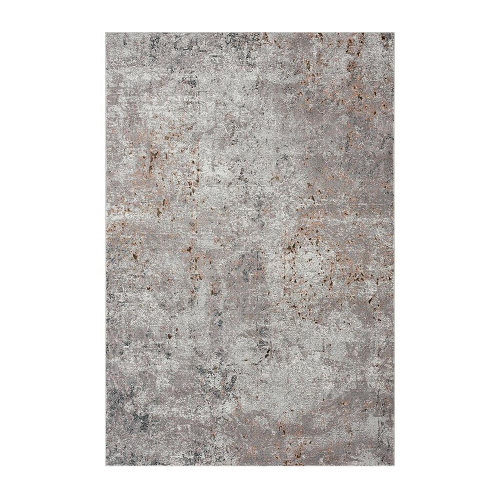 5’ x 8’ Light Gray Modern Abstract Area Rug Light Gray/ Cream/ Orange. Picture 1