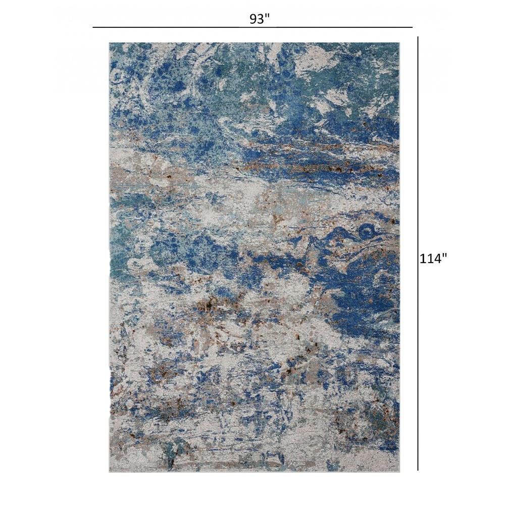 8’ x 10’ Blue and Gray Abstract Earth Area Rug Blue/ Gray/ Orange. Picture 9