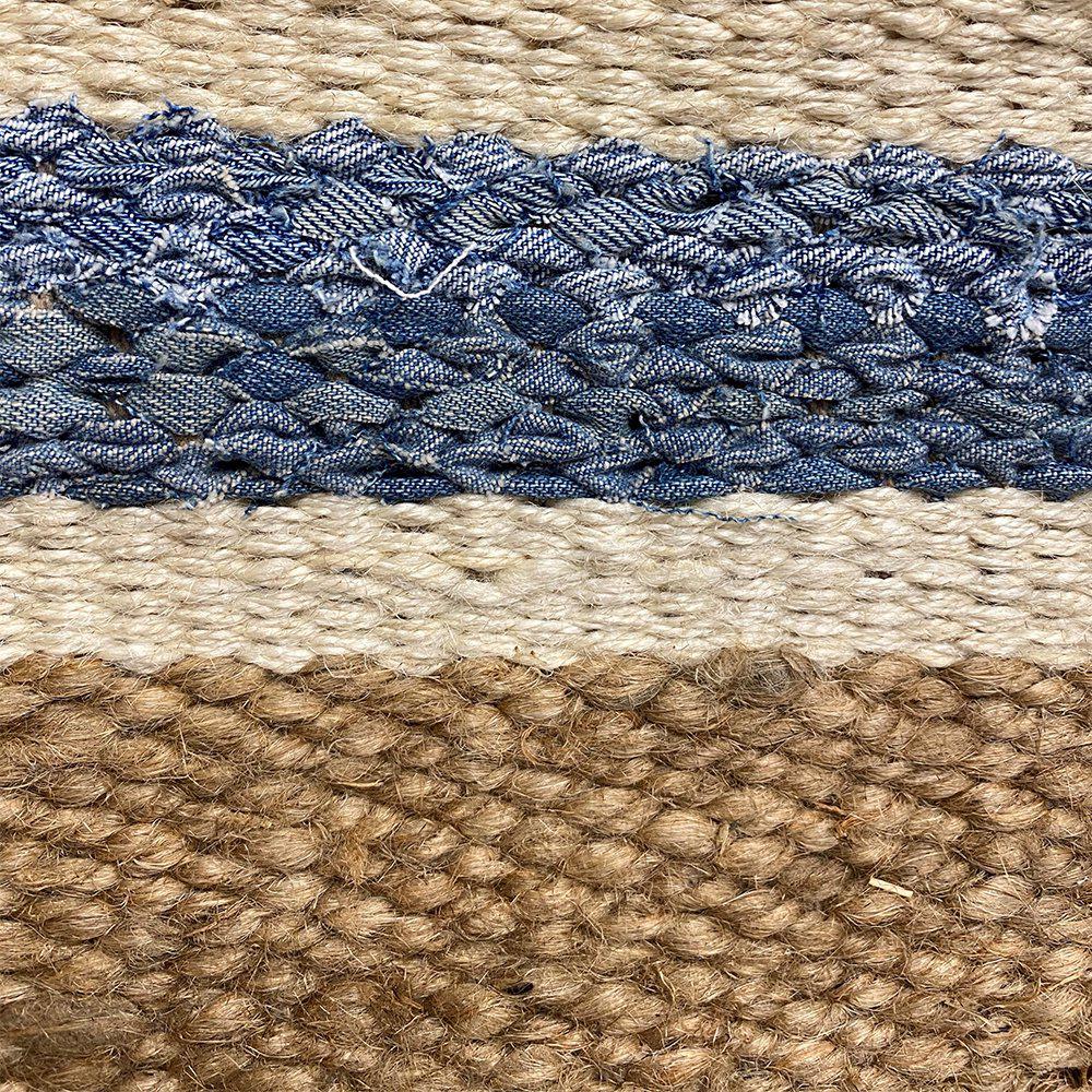 5’ x 7’ Tan and Blue Striped Area Rug Tan/Multi. Picture 2