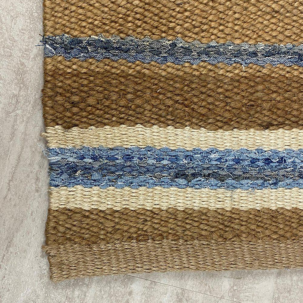5’ x 7’ Tan and Blue Striped Area Rug Tan/Multi. Picture 3