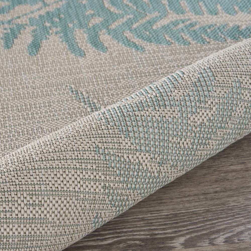 5’ x 7’ Teal Fern Leaves Indoor Outdoor Area Rug Teal/Cream. Picture 5