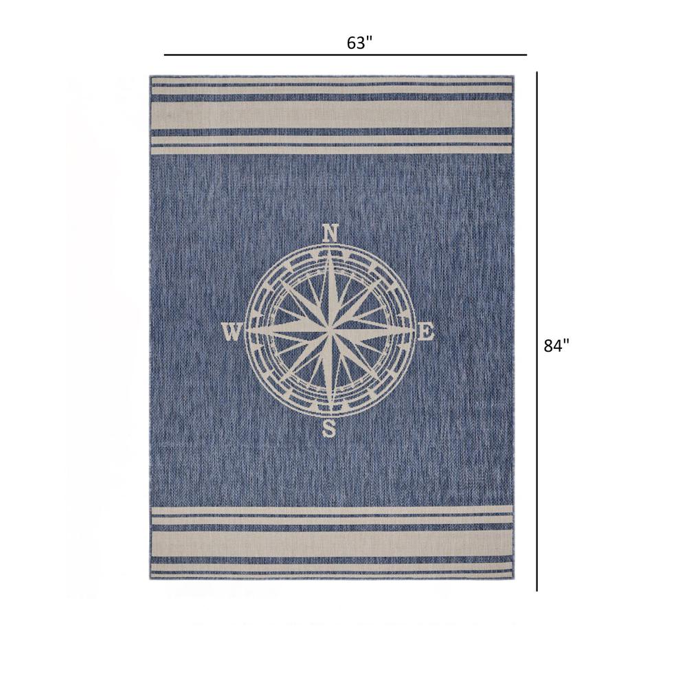 5’ x 7’ Navy Nautical Indoor Outdoor Area Rug Blue/White. Picture 8