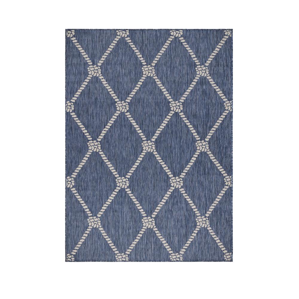 5’ x 7’ Navy Knot Indoor Outdoor Area Rug Blue/White. Picture 9