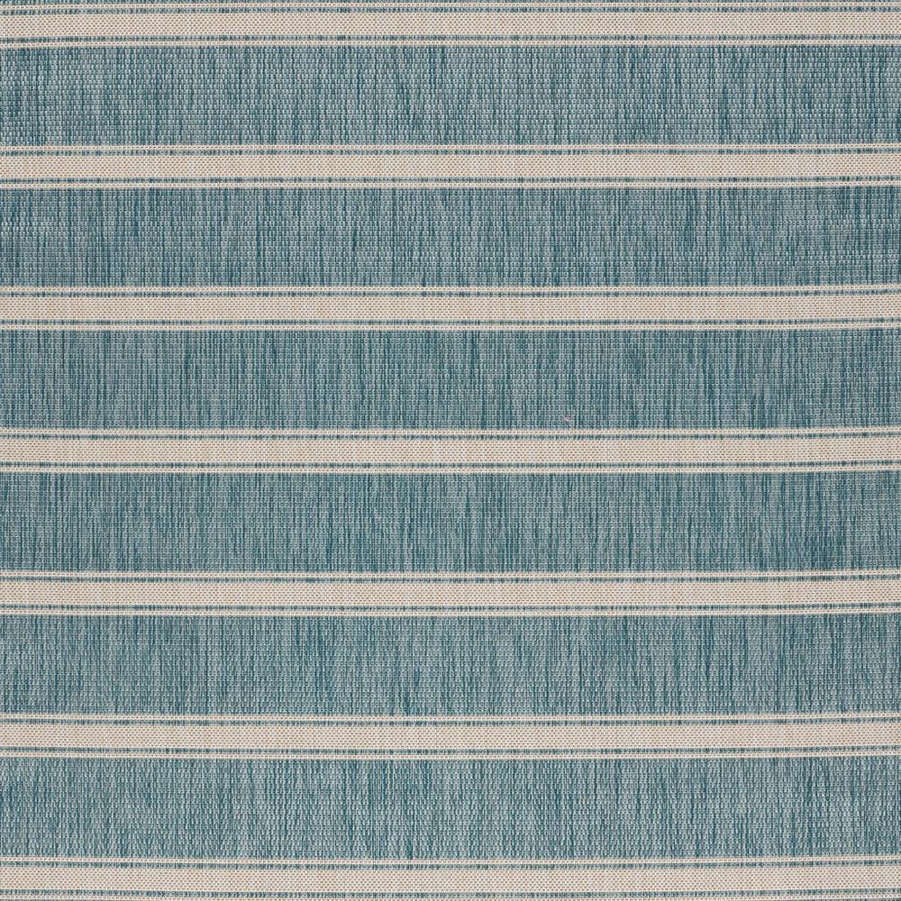 5’ x 7’ Teal Striped Indoor Outdoor Area Rug Blue/White. Picture 2