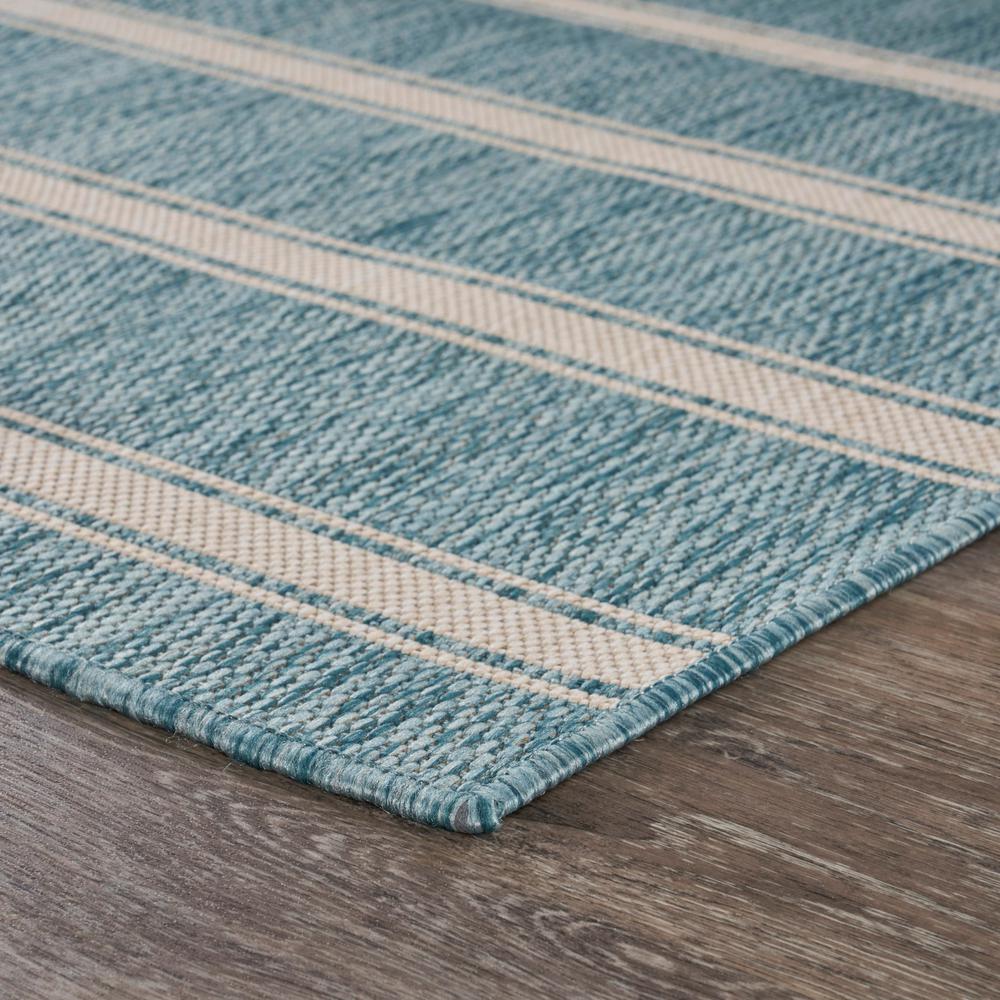 5’ x 7’ Teal Striped Indoor Outdoor Area Rug Blue/White. Picture 3