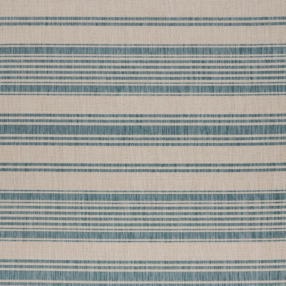 5’ x 7’ Teal Uneven Stripe Indoor Outdoor Area Rug Blue/White. Picture 2