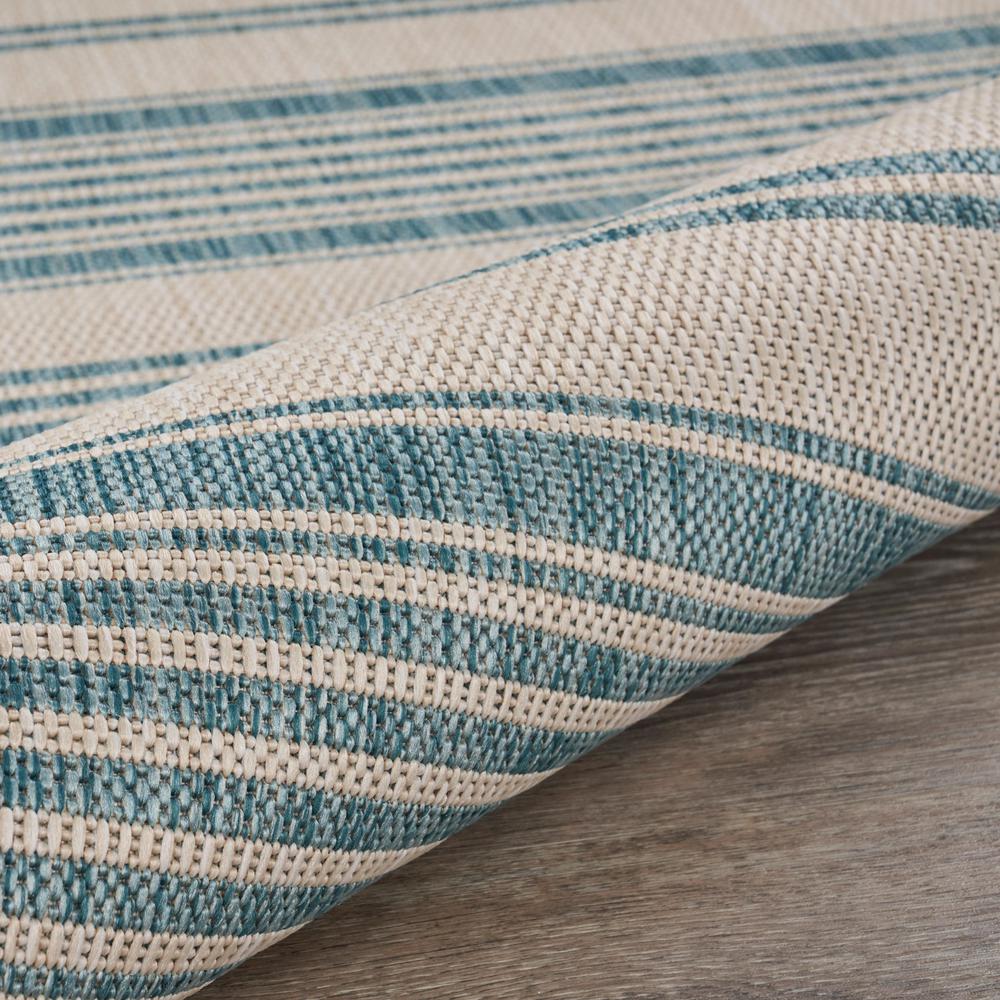 5’ x 7’ Teal Uneven Stripe Indoor Outdoor Area Rug Blue/White. Picture 5