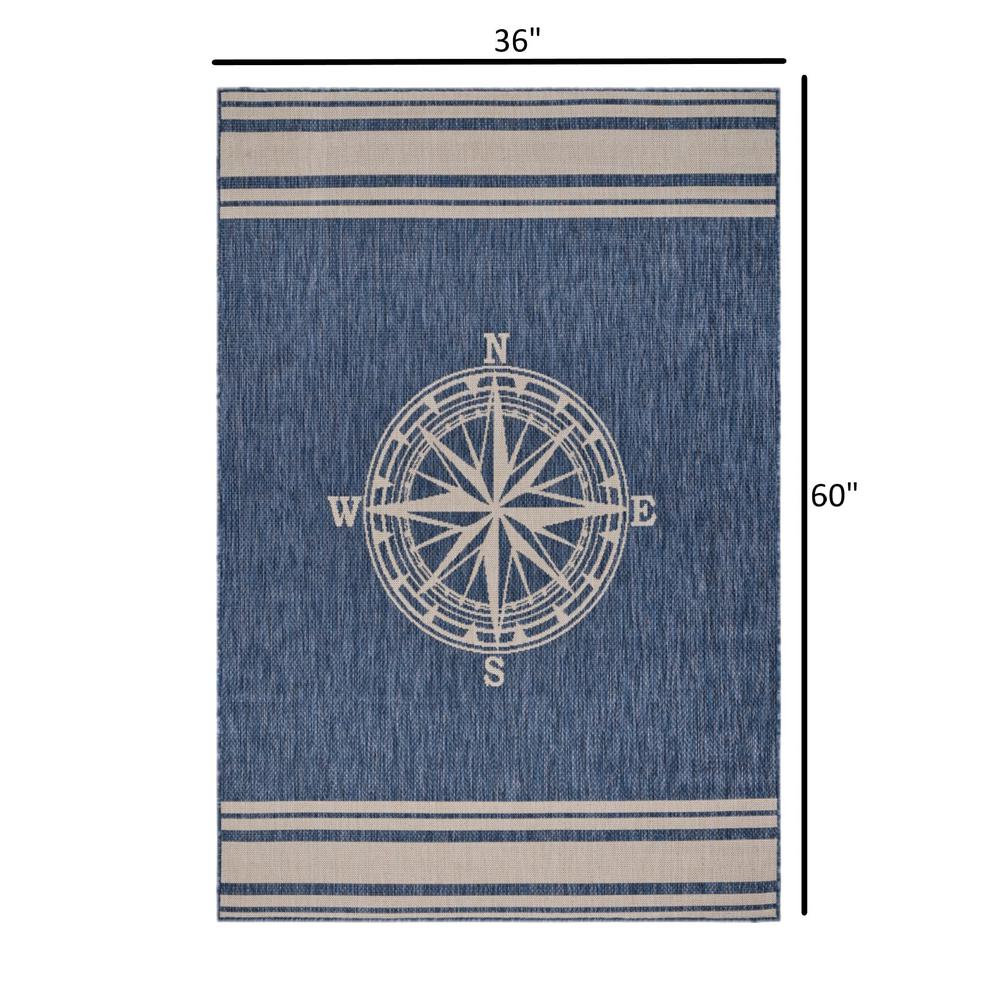 3’ x 5’ Navy Nautical Indoor Outdoor Area Rug Blue/White. Picture 9