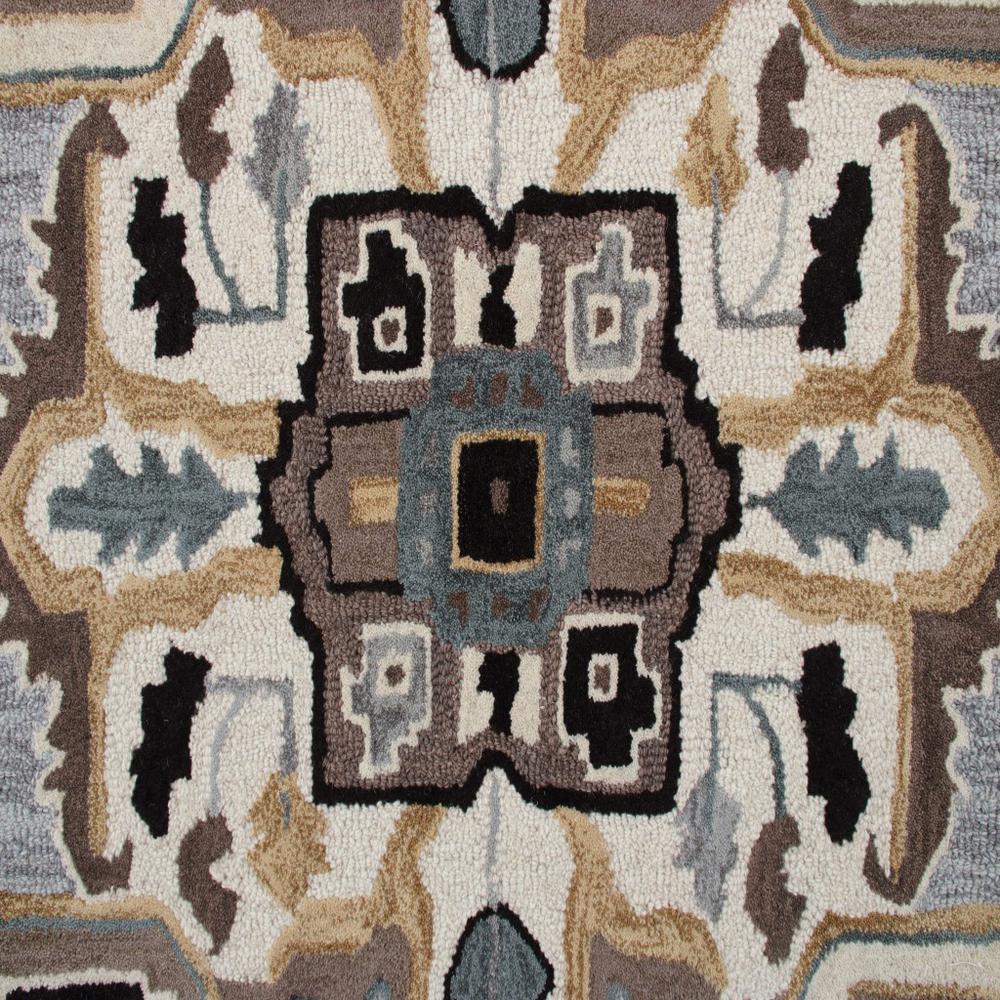 5’ Gray and Beige Medallion Area Rug Multi. Picture 2