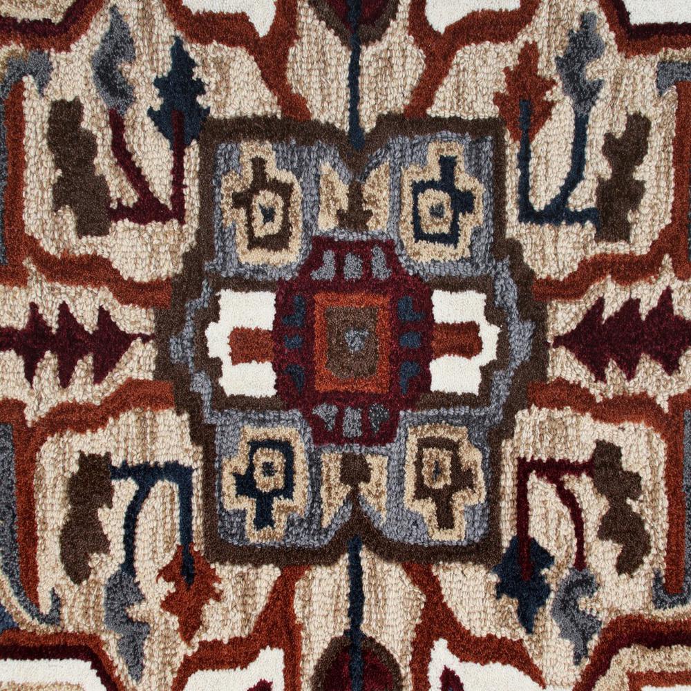 5’ Maroon and Gray Medallion Area Rug Multi. Picture 2