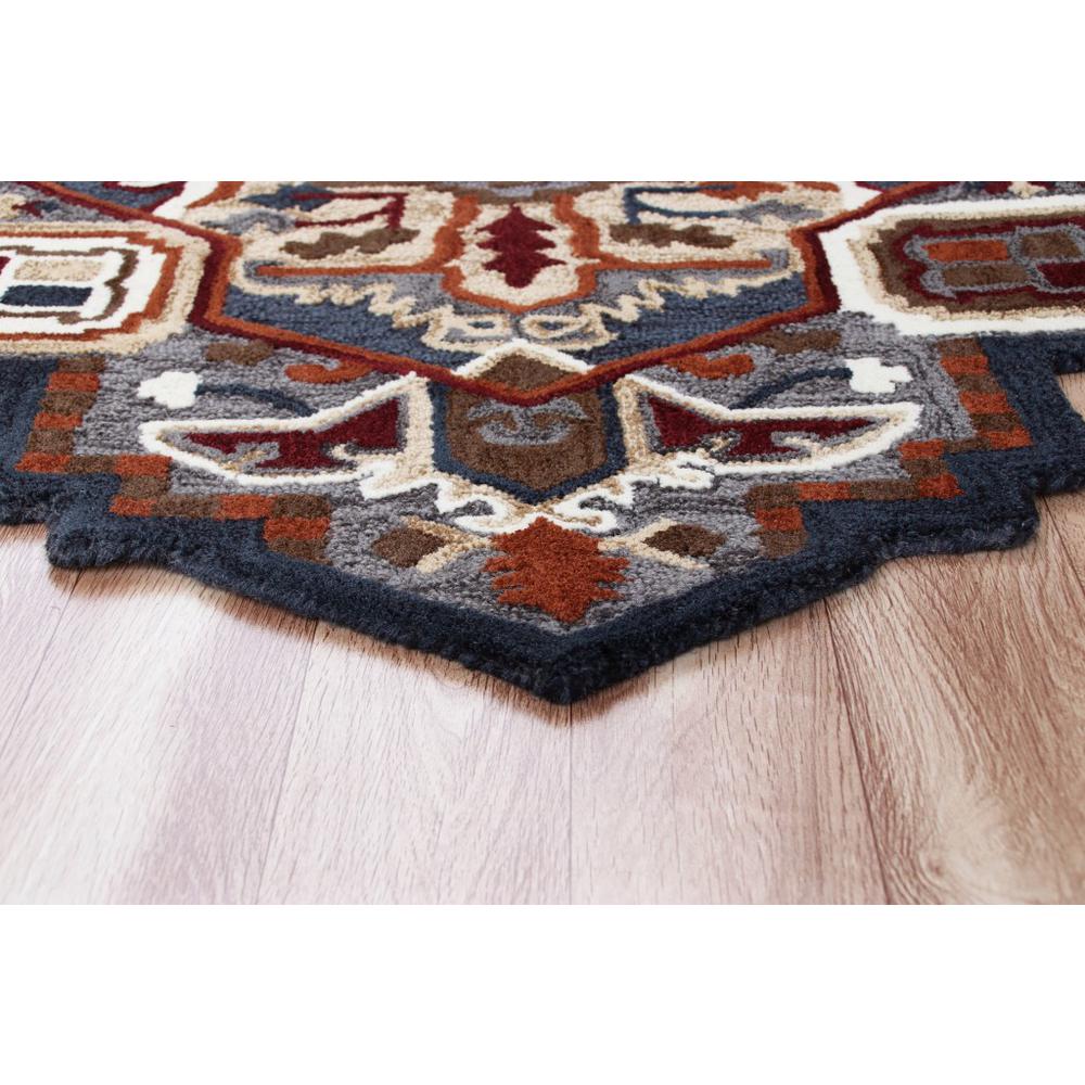 5’ Maroon and Gray Medallion Area Rug Multi. Picture 5