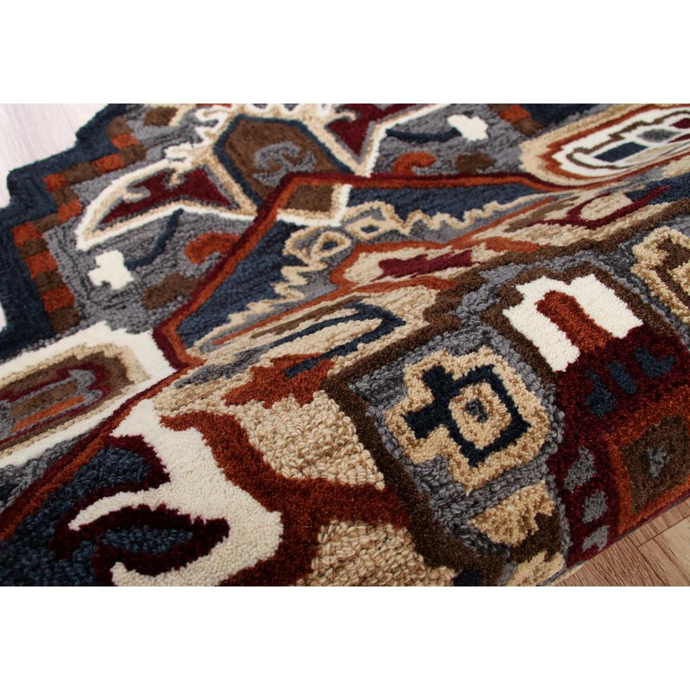 7’ Maroon and Gray Medallion Area Rug Multi. Picture 6