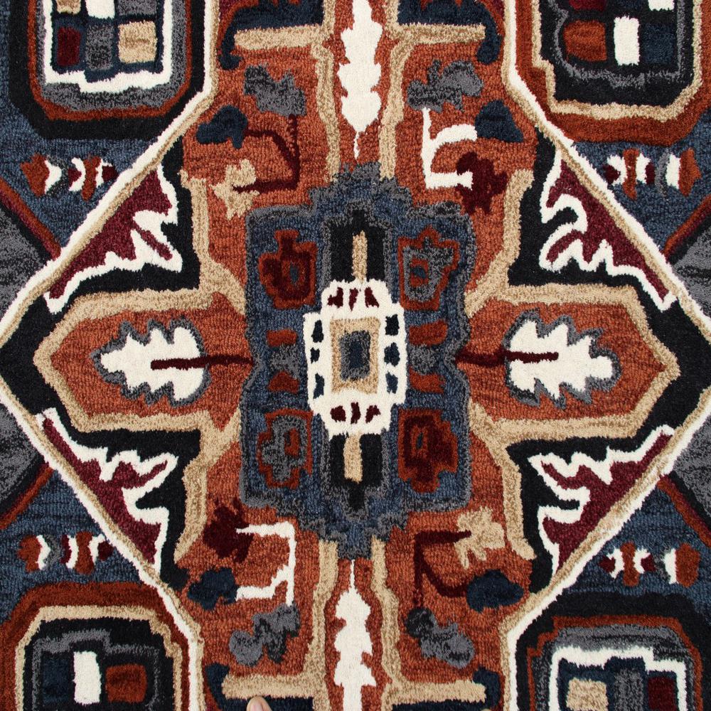 5’ Maroon and Blue Medallion Area Rug Multi. Picture 2