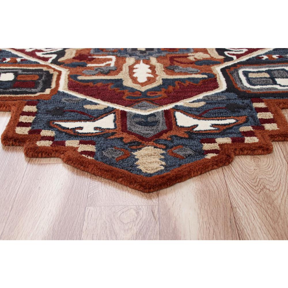 5’ Maroon and Blue Medallion Area Rug Multi. Picture 5