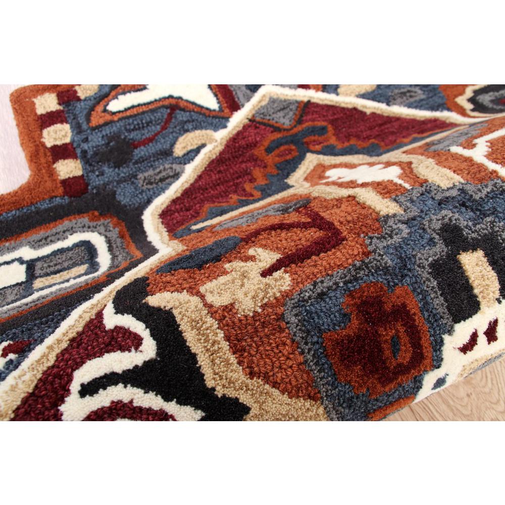 5’ Maroon and Blue Medallion Area Rug Multi. Picture 6