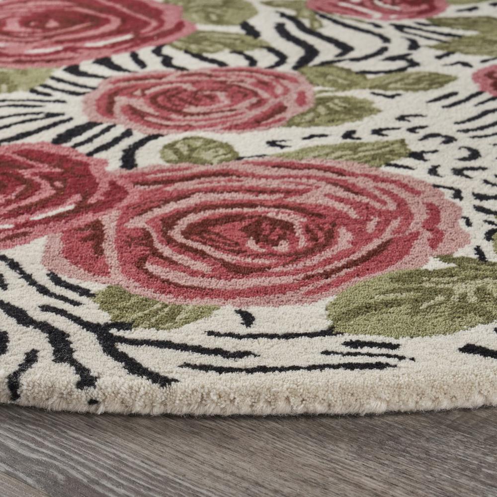 4’ Round Red Rose Bed Area Rug Multi. Picture 3