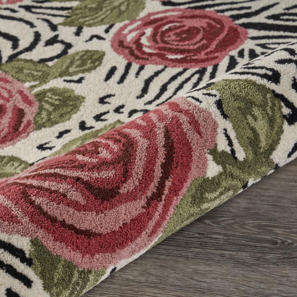 6’ Round Red Rose Bed Area Rug Multi. Picture 5