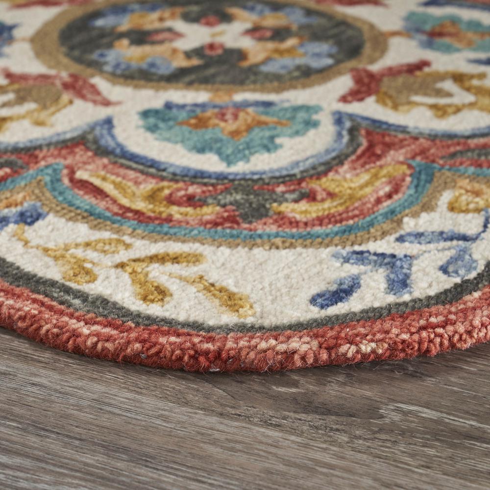4’ Round Red Layered Petals Area Rug Red. Picture 3
