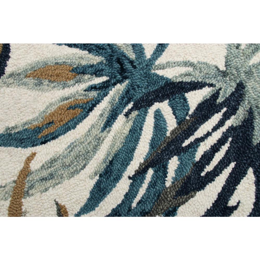 4’ Round Blue and White Tropical Area Rug Multi/White/Blue. Picture 2