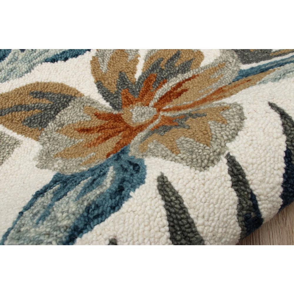 4’ Round Blue and White Tropical Area Rug Multi/White/Blue. Picture 6