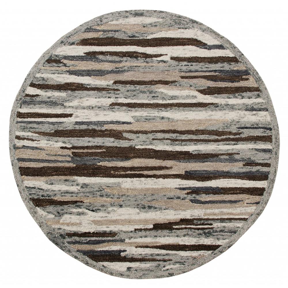4’ Round Brown and Gray Camouflage Area Rug Multi. Picture 1