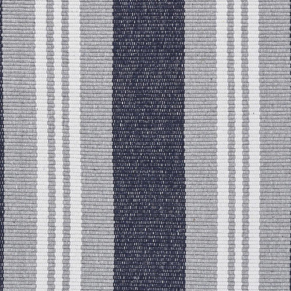 2’ x 6’ Navy and Ivory Striped Runner Rug Ivory/Indigo/Navy. Picture 2