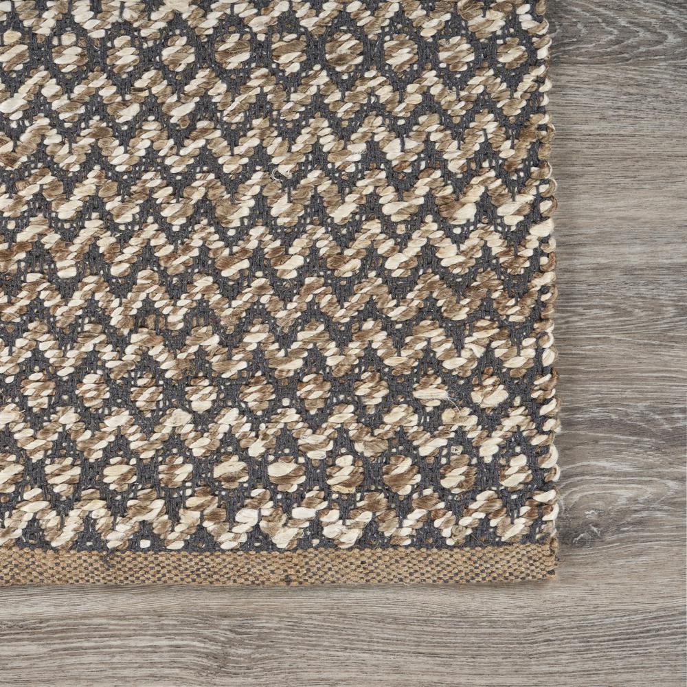 3’ x 5’ Gray Toned Chevron Patterned Runner Rug Natural/Gray. Picture 6