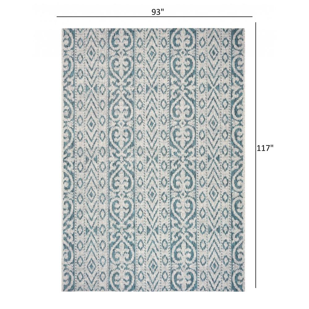 8’ x 10’ Blue Geometric Indoor Outdoor Area Rug Blue / Green. Picture 8